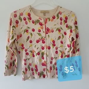 Easel Cherry Print Cardigan
